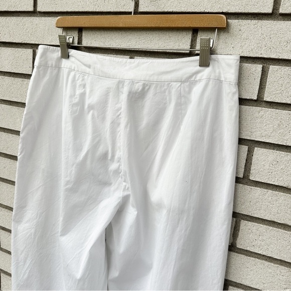 Eileen Fisher Stretch Papercloth White Cropped Wide Pant - Picture 5 of 11